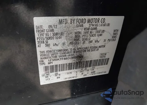 2013 Ford Explorer Limited from USA, damaged, VIN 1FM5K7F88DGB36892